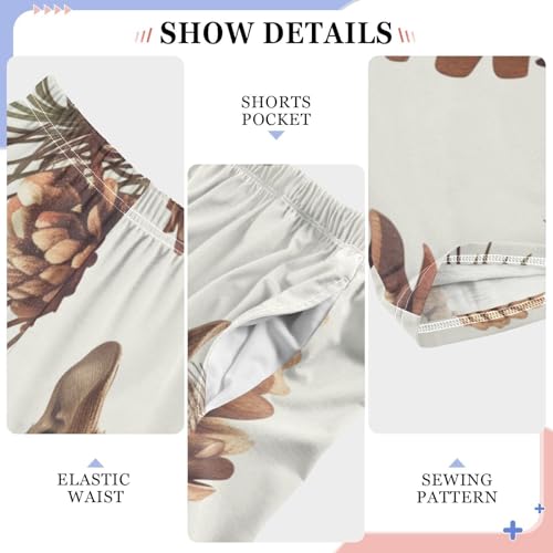 Squirrel Pine Cone Boys Long Pants Soft Trousers Elastic Waist Kids Lounge Bottoms with Pockets S-XL4