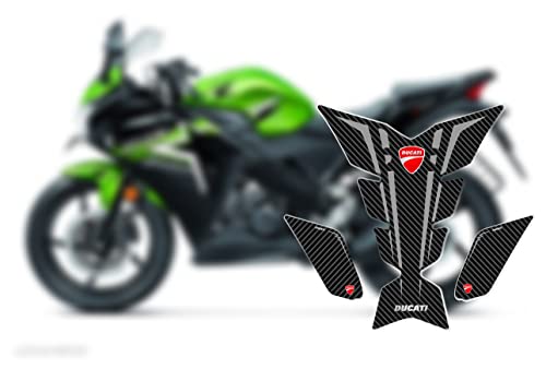 Image of 3D Embossed Bike Racing Tank Pad /Tank Sticker with SIDEPADS for Brand Specific Bikes Pack of 3 (BKTPSIDVAR) (DUcCATI)