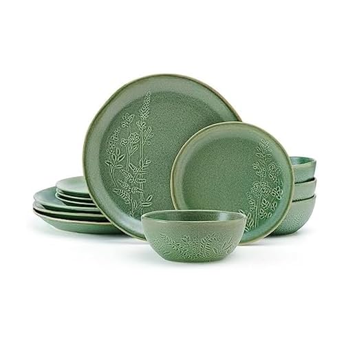 Pfaltzgraff Carrie 12 Piece Dinnerware Set, Service for 4, Green