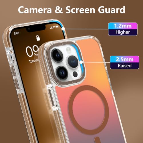 Image of Magnetic Case for iPhone 13 Pro Max [Compatible with Magsafe] [Cute Fashion Fluorescent Design] [1 Screen Protector] Slim Translucent Matte Case for iPhone 13 Pro Max 6.7 inch 2021, Desert