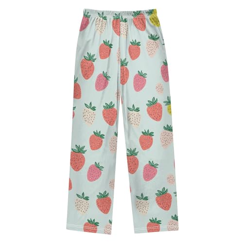 Colorful Strawberries Boys Pants Girl Sleep Pants Long Trousers Elastic Waist Lounge Bottoms S2