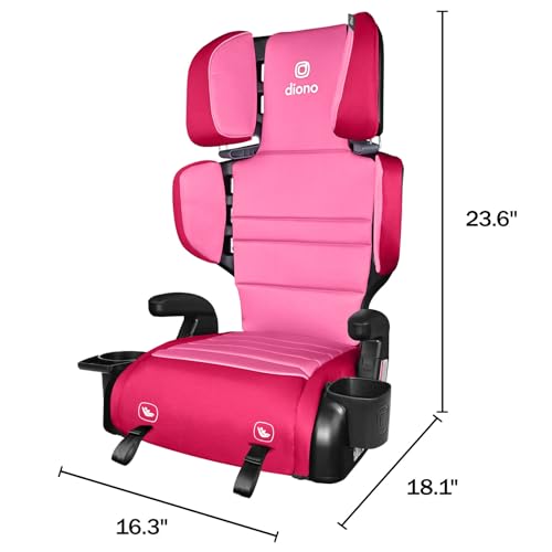 Image of Diono Connect3 RXT 2-in-1 High Back Booster, Slim Fit 3-Across in Many Mid-Sized Sedans and SUVs, for Children from 40-120 lbs., Lightweight with Latch, Pink Cotton Candy