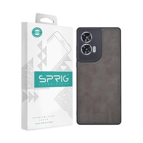 Image of SPRIG Compatible with Moto G96 Matte PU Leather TPU Premium Back Cover Drop Tested Shock Proof Mobile Case for Men, Women, Boys and Girls with Camera Protection (Light Grey)