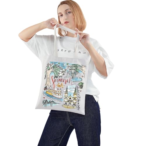 WZMPA Savannah Travel Tote Bag - Georgia Souvenir Gift, Trip Shoulder Bag, Forsyth Park Merchandise3