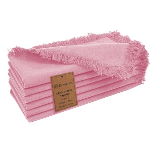 DineNest Cloth Dinner Napkins 100% Cotton Set of 6 - Soft Durable Reusable Table Napkins - for Dining Weddings Parties Holidays Easter and Everyday Use - Large 20x20 Inch Cloth Napkins Baby Pink by DineNest - Used condition - US$13.87