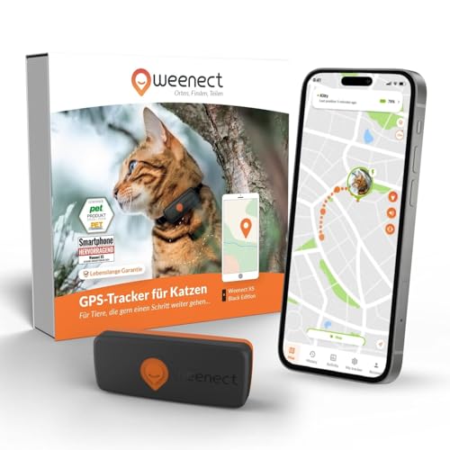 Weenect XS für Katzen - NEU Mini GPS-Tracker für Katzen | GPS-Tracking in Echtzeit | Ohne Distanzlimit | Kleinstes Modell auf dem Markt | Halsband...