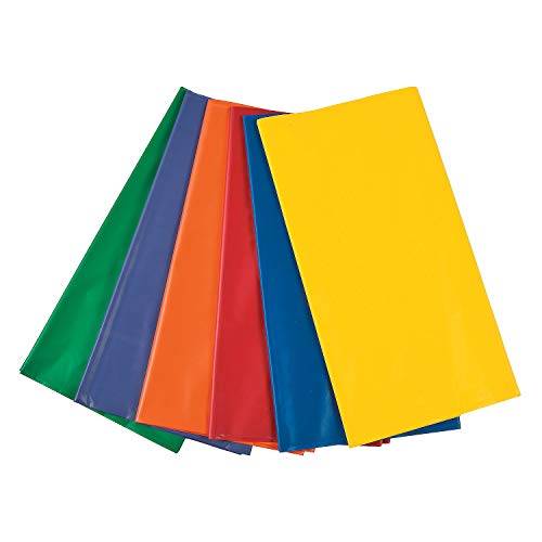 Fun Express Disposable Plastic Tablecover - 54 x 108 Inches, 12 Pack (Assorted Colors)