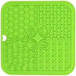 Tapete Interativo Lamber | Comedouro Lento de Silicone - Para Cães e Gatos Antiestresse (Verde)