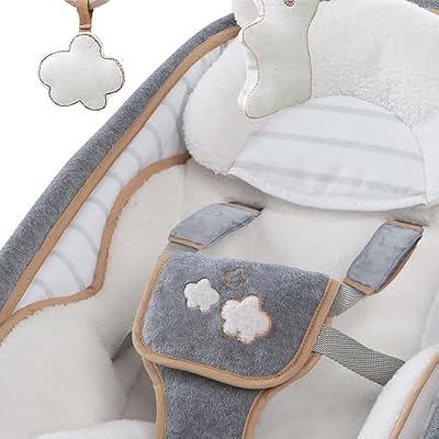 Ingenuity Boutique Collection Plush Modern Baby Rocker & Stationary Seat with Vibrations, Easy Fold, 0-30 Months Up to 40 lbs (Bella Teddy)