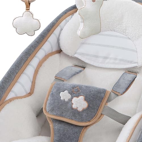 Ingenuity Boutique Collection Plush Modern Baby Rocker & Stationary Seat with Vibrations, Easy Fold, 0-30 Months Up to 40 lbs (Bella Teddy) - image 4