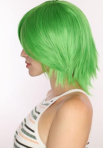 Prettyland verde neon luminoso parrucca corta