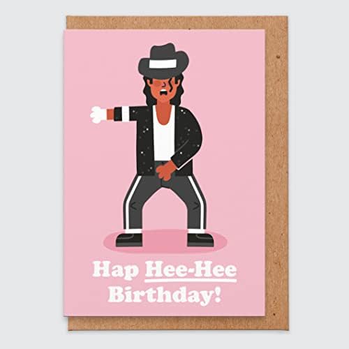 STUDIO BOKETTO Michael Jackson Birthday Card, Birthday Card Husband, Music Birthday Card, Funny Birthday Card, Michael Jackson Gifts, Hap Hee-Hee Birthday Funny birthday card Boyfriend Joke, pink