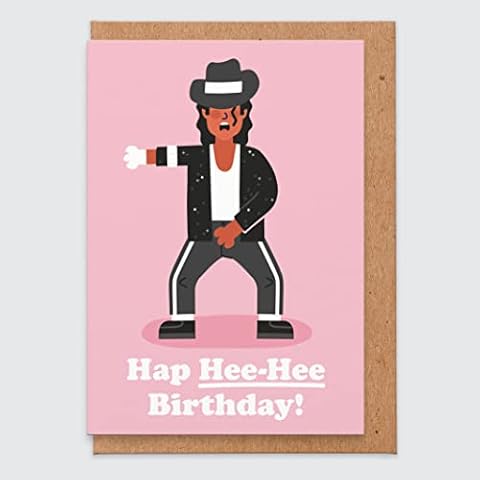 STUDIO BOKETTO Michael Jackson Birthday Card, Birthday Card Husband, Music Birthday Card, Funny Birthday Card, Michael Jackson Gifts, Hap Hee-Hee Birthday Funny birthday card Boyfriend Joke, pink Cover