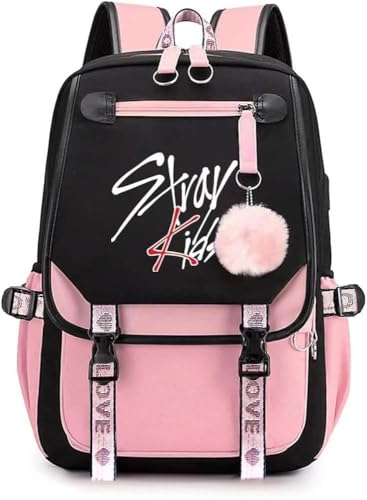 SKZ Backpack Merch, SKZ Book Bag Casual Backpack (Pink1)