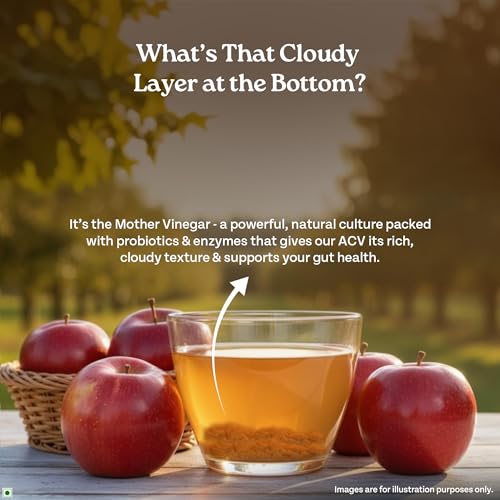 Image of Organic India Apple Cider Vinegar with Mother of Vinegar, 250ml | Raw and Unfiltered ACV |Lab tested on 250+ Parameters | Made from Spanish Apples | Imported from Spain