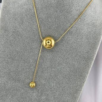 G&L Collectives Gold Plated Ball Pendant Necklace | 18k Gold Plated Stainless Steel | Lightweight, Durable, Everyday Minimalist Jewelry - Image 2