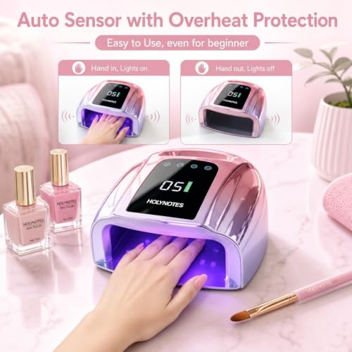 Image of UV Nail Lamp, 96W Cordless Professional Rechargeable UV LED Portable Lamp, 4 Timer Setting and Smart Sensor Gel Nail Dryer, Ideal for Training, Nail Art Practice, Home & Salon