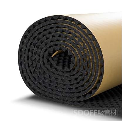 Amazon Sdoff 吸音材防音材防音シート 遮音シート壁 大面積 5m 85cm 500cm ロール波型 ブラック裏面が粘着テープ付きなのでカットして簡単貼り付け 黒 吸音材 楽器