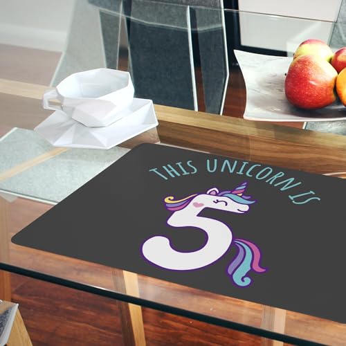 Sets de table souples en liège noir grand format licorne 5 ans x4 - 6