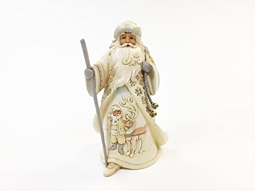 Enesco, JS HWC Fig Woodland Santa with Reindeer Scene (White Woodland), White