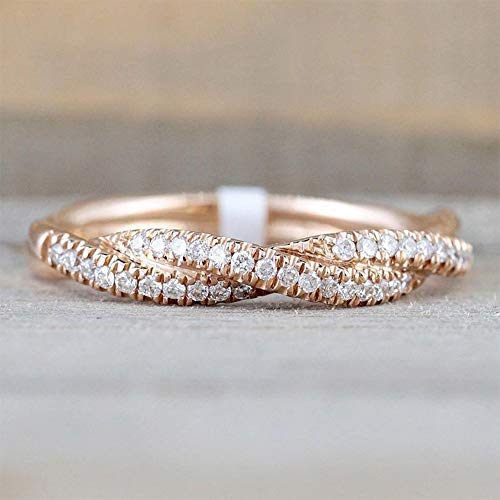 CTGVH Anillo Elegante de Cobre Puro, Hecho a Mano Anillo For Mujeres, Anillos de Cristal de Moda, Mujeres y Hombres Rose