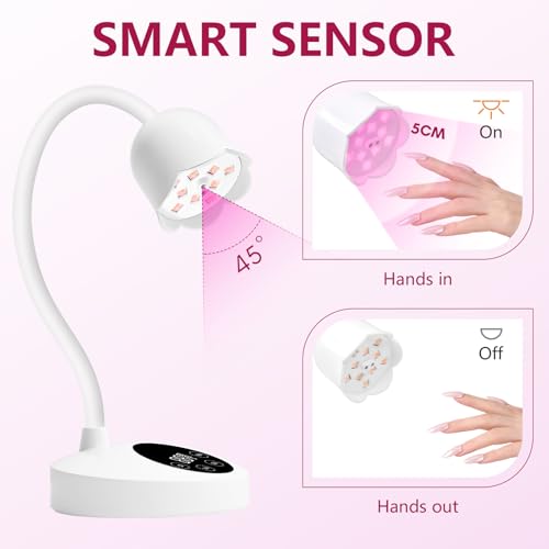 Makartt Lâmpada UV para unha: Mini luz UV para esmalte de unhas de gel Luminoza 10W recarregável LED