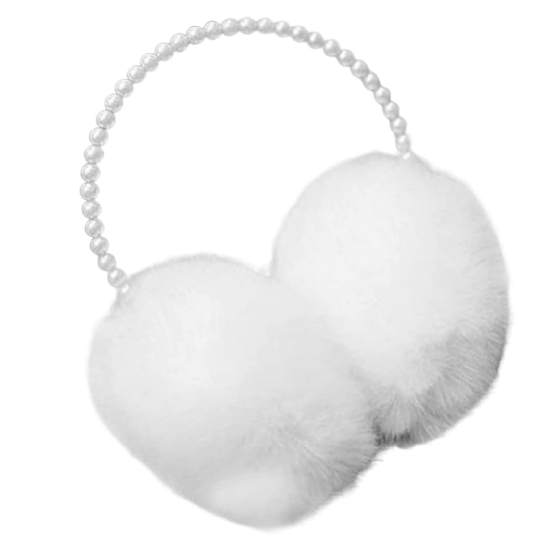Peosaard Unisex White Ear Covers For Women, Womens Faux Fur Earmuffs Winter Warmer Pearl Ear Covers Headwear Accessories Pearl Muffs