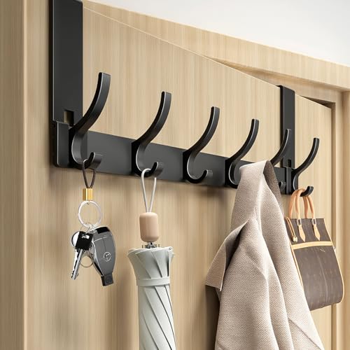 Opiniones de Ganchos para Colgar - los preferidos. 46 Perchero para Puerta, 2 PCS Perchero con 12 Ganchos para Puerta Colgar Bolsas,Ropa,Llaves, Sombreros - Instalación sin Taladrar, 5KG de Carga Máxima