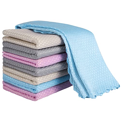 Lot de 8 Chiffon Microfibre Nettoyage, Chiffon Ecaille de Poisson Torchon Microfibre Chiffon Microfibre Nolmia Miracle Cloth Réutilisable pour Verre Miroir Vitre Voiture Cuisine - 40x30 cm, 4 Couleurs