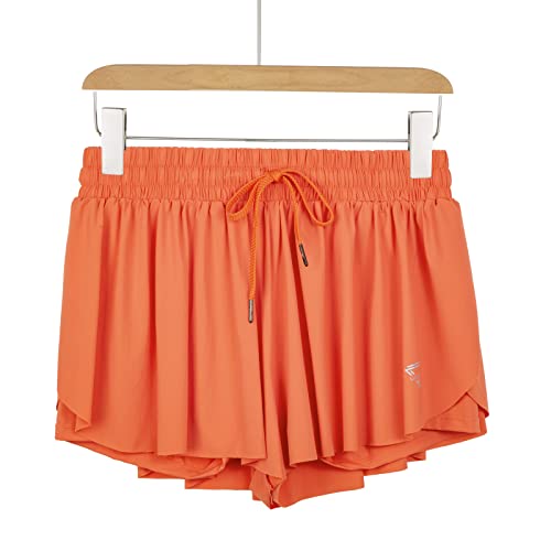 Image of 2 in 1 Flowy Running Shorts for Women Gym Yoga Athletic Womens Workout Biker Spandex Lounge Sweat Skirt Summer