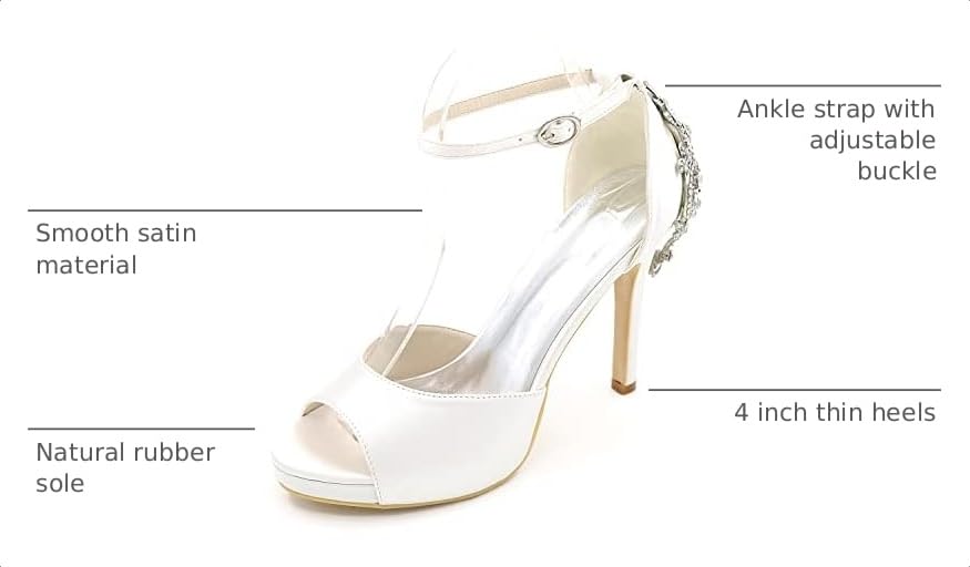 Image of Lady Satin Dress Platform High Heels Wedding Sandals Crystal Back with Free Earrings