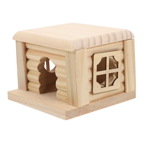 JOINPAYA 木製ハムスターハウス ウサギやチンチラ用シェルター 脱着可能な小屋 飼育箱兼アクセサリー 自然素材のペット用隠れ家