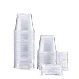 GUSTO [5.5 oz. - 50 Count Clear Disposable Plastic Portion Cups with Lids - Soufflé Cups, Clear Jello Shot Containers With Lids Perfect for salad Dressing and More - (Formerly Comfy Package)