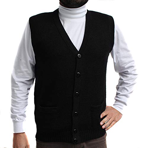 Vest alpaca and blend V neck buttons JERSEY made in PERU buttons and Pockets BLACK XXXL Vest alpaca and blend V neck buttons JERSEY made in PERU buttons and Pockets BLACK XXXL