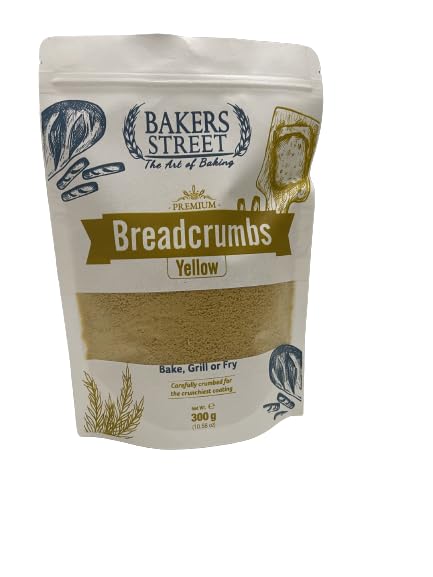 Bread crumbs Yellow 300g By Bakers Street - Crispy & Light Coating for Frying & Baking – Ideal for Chicken, Fish, Snacks, Vegetables & Casseroles – Even Texture, Resealable Pack