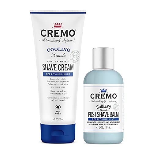 Cremo Cooling Men's Beard Care Bundle - Cremo Barber Grade Cooling Shave Cream, 6 Fl Oz + Cremo Cooling Formula Post Shave Balm, 4 Oz #TOP10