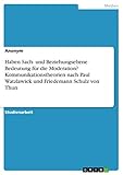 Haben Sach- und Beziehungsebene Bedeutung für die Moderation? Kommunikationstheorien nach Paul Watzlawick und Friedemann Schulz von Thun - Anonymous 