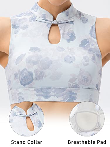 Sutiã de ioga feminino vintage colar com botão estamp sutiã sem fio para treino de corrida colete ca