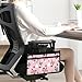 Gomyblomy Pink Butterfly Wheelchair Armrest Accessories Lightweight Side Bag to Hang on Side with Cup Holder, Cute Walker Wheelchair Pouch for Seniors, Portable Storage Bag