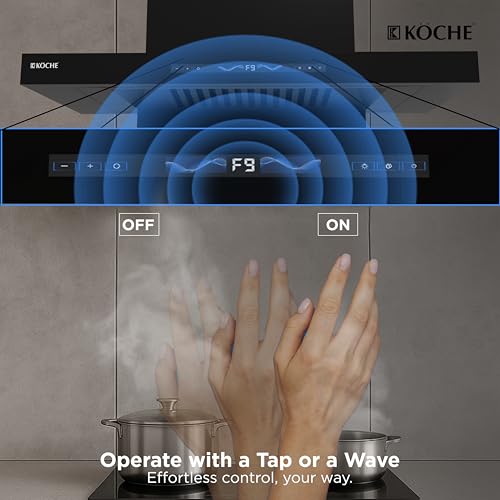 Image of KOCHE STARK 75 BLDC Chimney for Kitchen 75cm | 1500 m /hr Powerful Suction | Gesture & Touch Control | Auto Clean Filterless | 9+1 Turbo Speeds | Low Noise | 12 Years Warranty