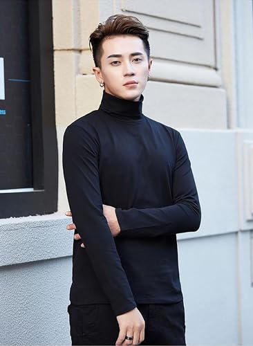 YIXUANAI タートルネック メンズ インナー トップス 微起毛 裏起毛 タートル 長袖 カットソー 冬 暖かい 下着 防寒 あったか ハイネック Tシャツ 重ね着 の商品画像 4