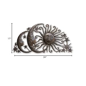 Haitian Metal Wall Art Spring Arch Garden Sun and Moon Wall Art Home Decor Flowers Handmade in Haiti 32 In x 17 In SUN 5