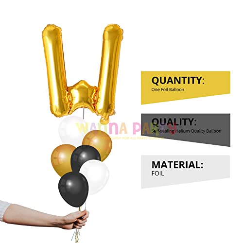 Image of Wanna Party 16 inch Letter W Golden Balloon Pack of 1