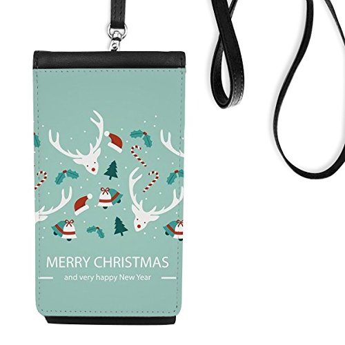Porte-monnaie téléphone portable noir élan de Noël pour ne plus perdre son smartphone