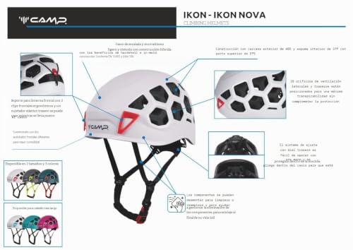 Casco de escalada C.A.M.P. IKON con diseño galardonado y protección perimetral 6