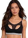 RUNQHUI Reggiseno Sportivo Donna Bralette Donna Sottogiacca Reggiseno Sportivo Senza Schienale Apertura Frontale Gym Allenamento Ginnastica Nero L