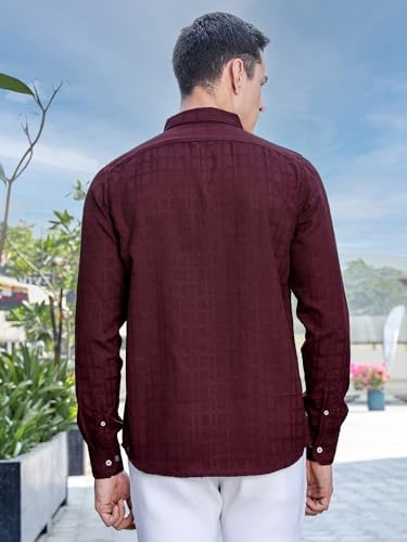 Image of Thomas Scott Men's | Solid | Long Sleeve | Polyster Blend | Casual | Button Down Collar | Shirts for Men