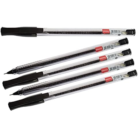 5 x 0.7mm Tip NATARAJ 621 Smooth Writing BLACK Ballpoint Pens Soft Easy Grip Cover