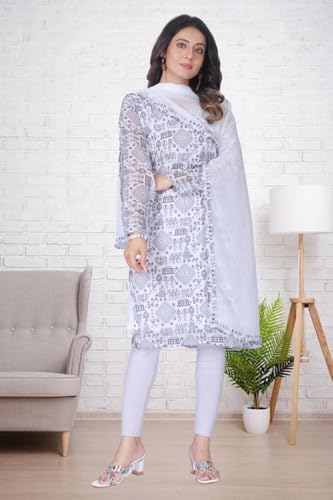 Image of Women's Printed Kurti with Georgette Dupatta, Full Inner Lining, Lightweight Ethnic Set