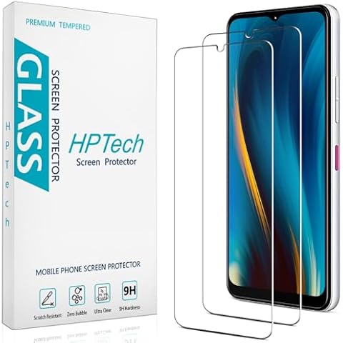 HPTech (2 Pack) Designed for T-Mobile REVVL 7 5G Tempered Glass Screen Protector, Anti Scratch, Bubble Free Cover